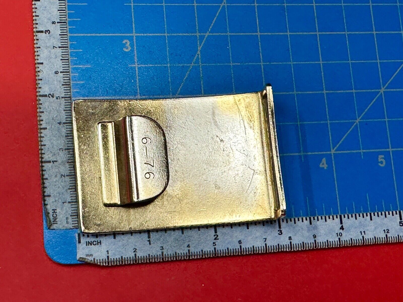 USMC Marine Corp NCO Dress Belt Plate Plain Belt Buckle 6-76 -some discoloration