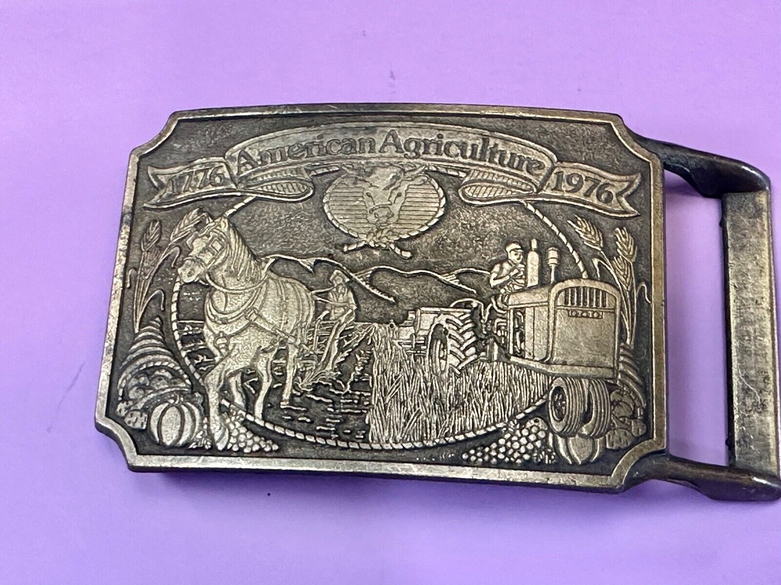 American Agriculture Bicentennial Celebration Ortho sponsored belt buckle