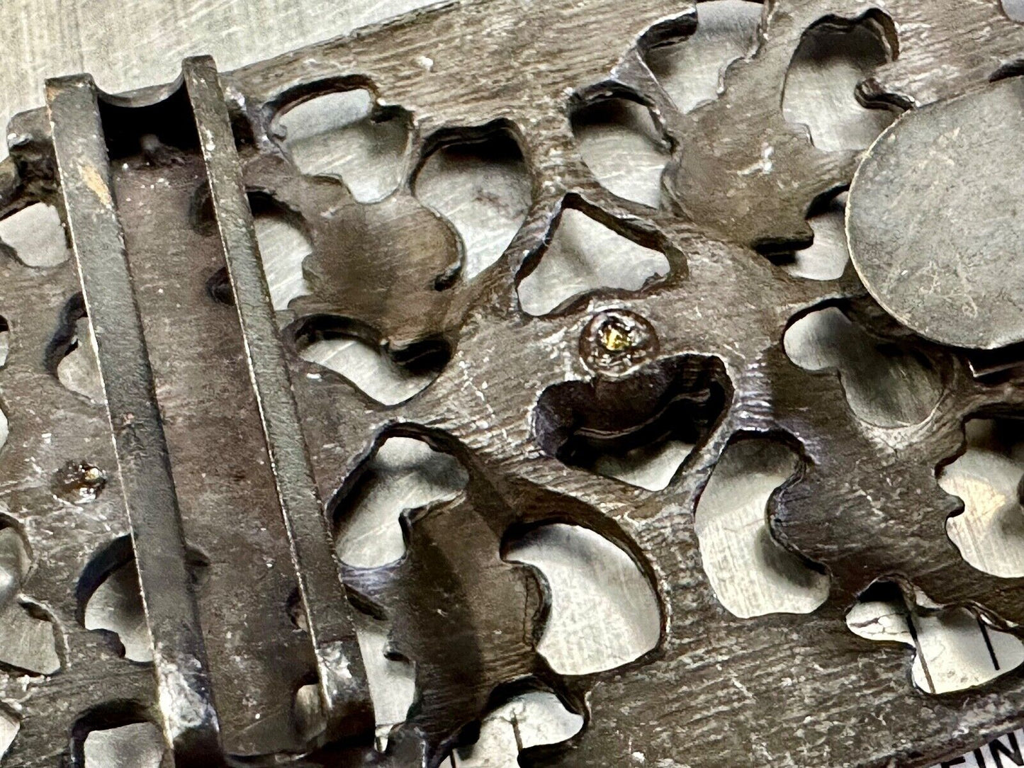 antique three rhinestone's on skeleton belt buckle