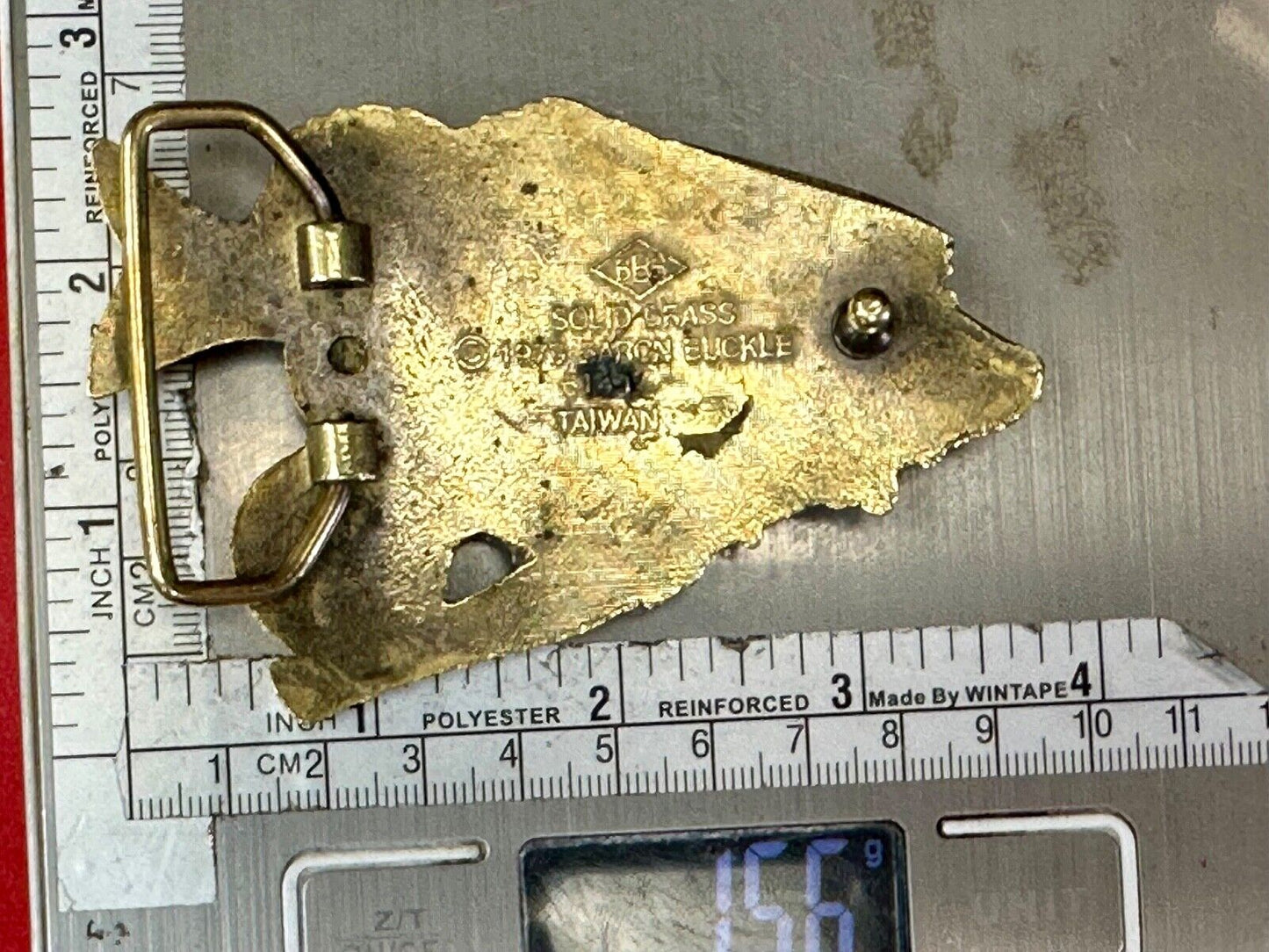 Trout Fishing Cutout sports fish vintage Baron Buckles solid brass belt buckle