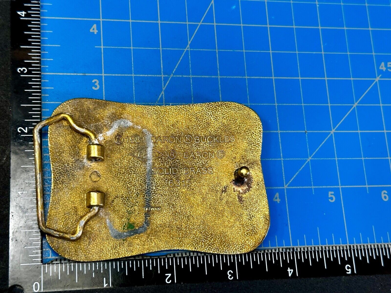 American Firefighters at work putting out fire Vintage 1981 Baron Belt Buckle