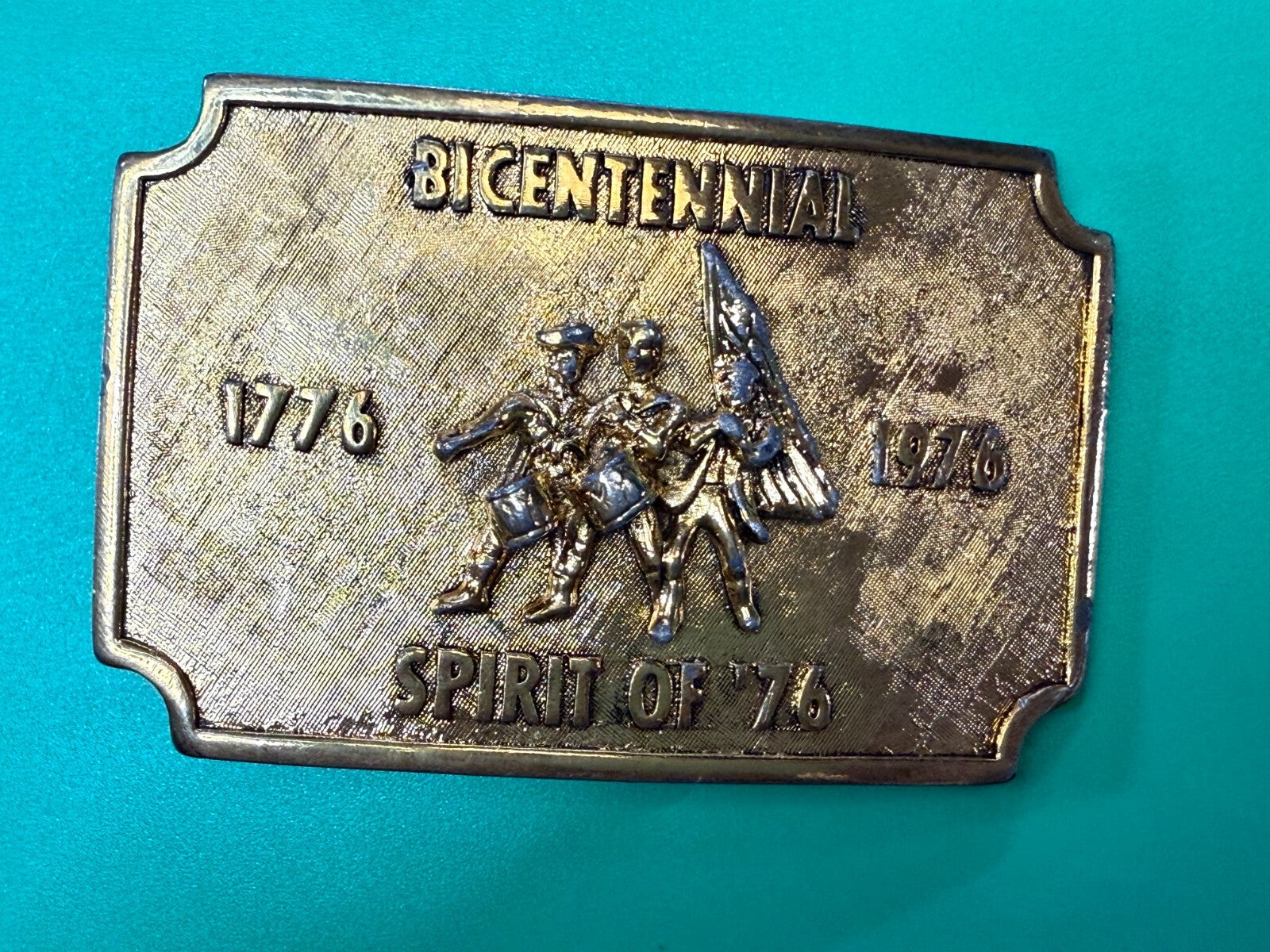 Bicentennial Spirit of America 1776-1976  Gold Color Commemorative Belt Buckle