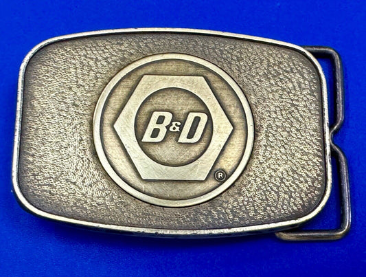 Vintage B&D Company  belt buckle - Nut Logo Embalm  Construction equipment?