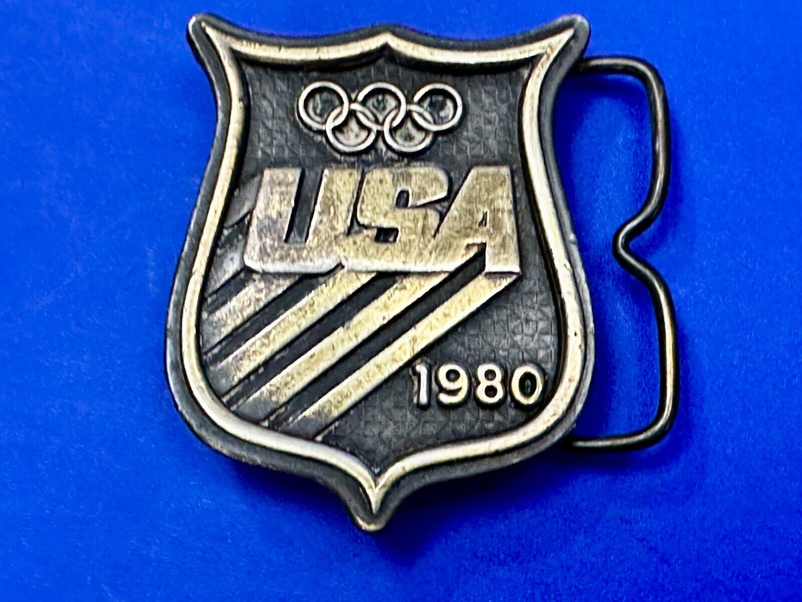 1980 USA Olympic Committee Bergamot Brass Works Vintage Belt Buckle Paul Rollins