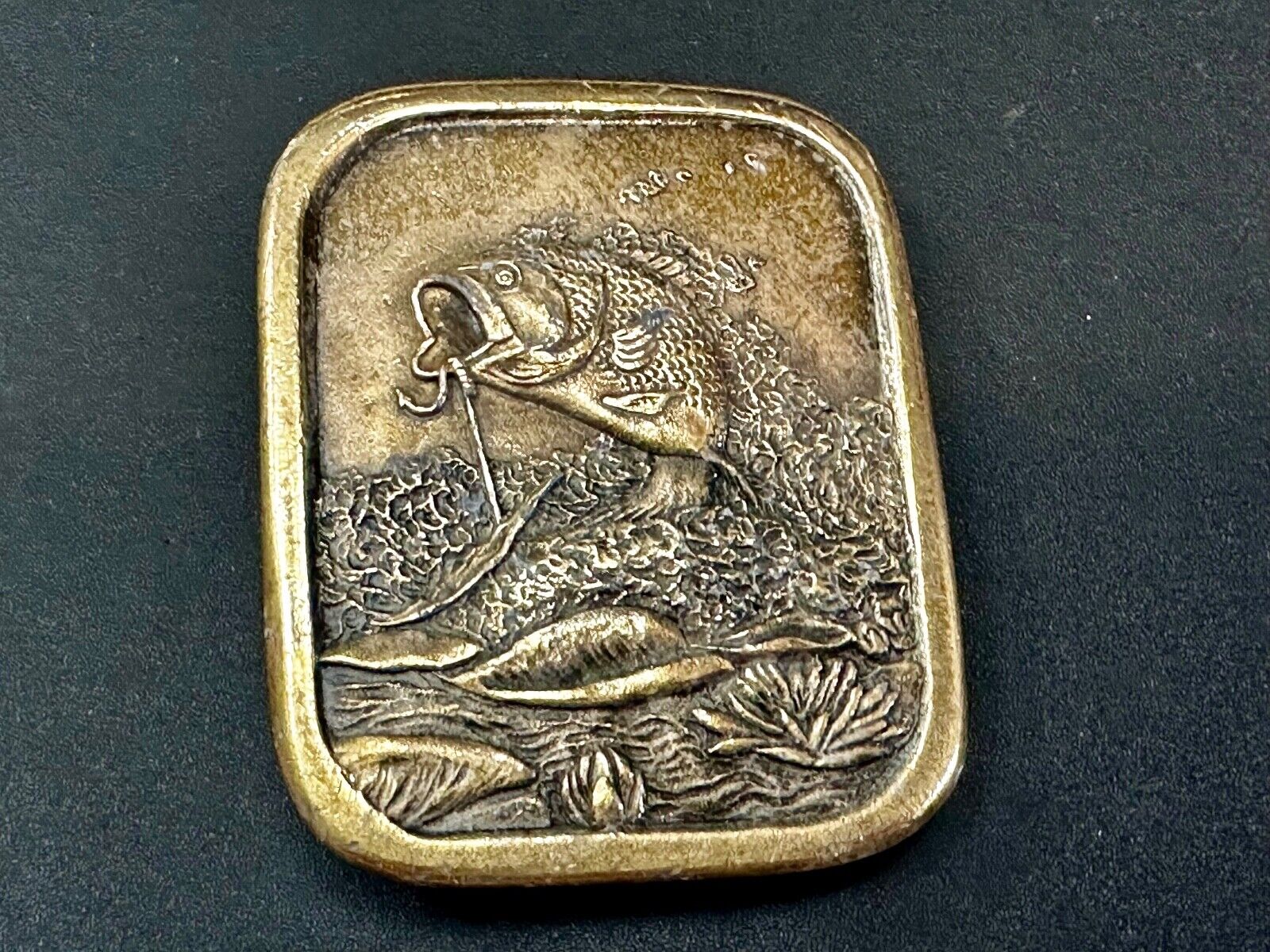Bass Sport Fishing Vintage 1976 Indiana Metal Craft Belt Buckle