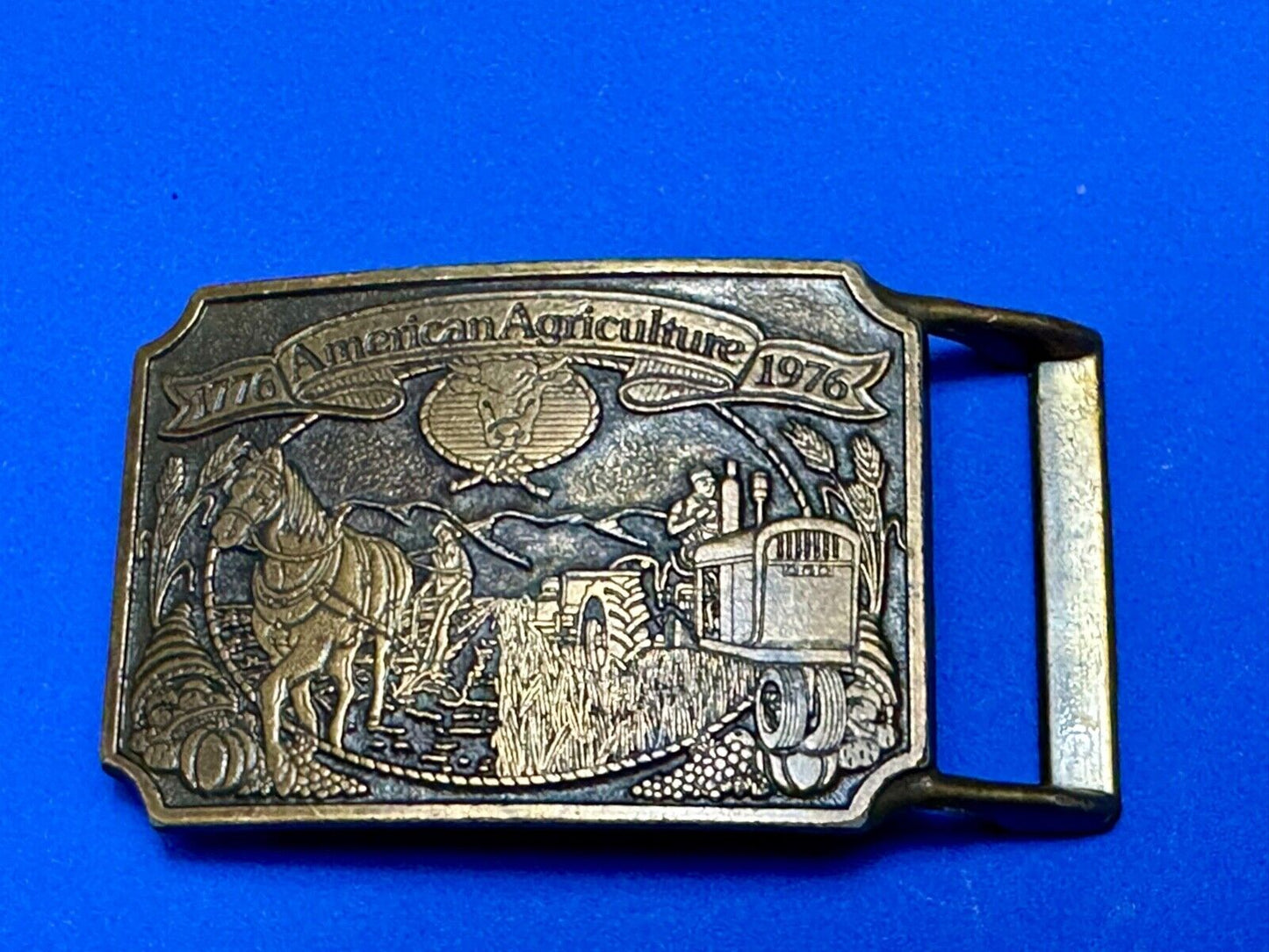 American Agriculture bicentennial celebration belt buckle 1975 - Ortho & Chevron