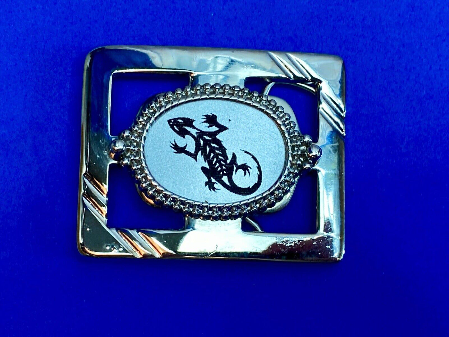 Alligator, Lizard, Reptile Crocodile?  As Centerpiece On See Through Belt Buckle