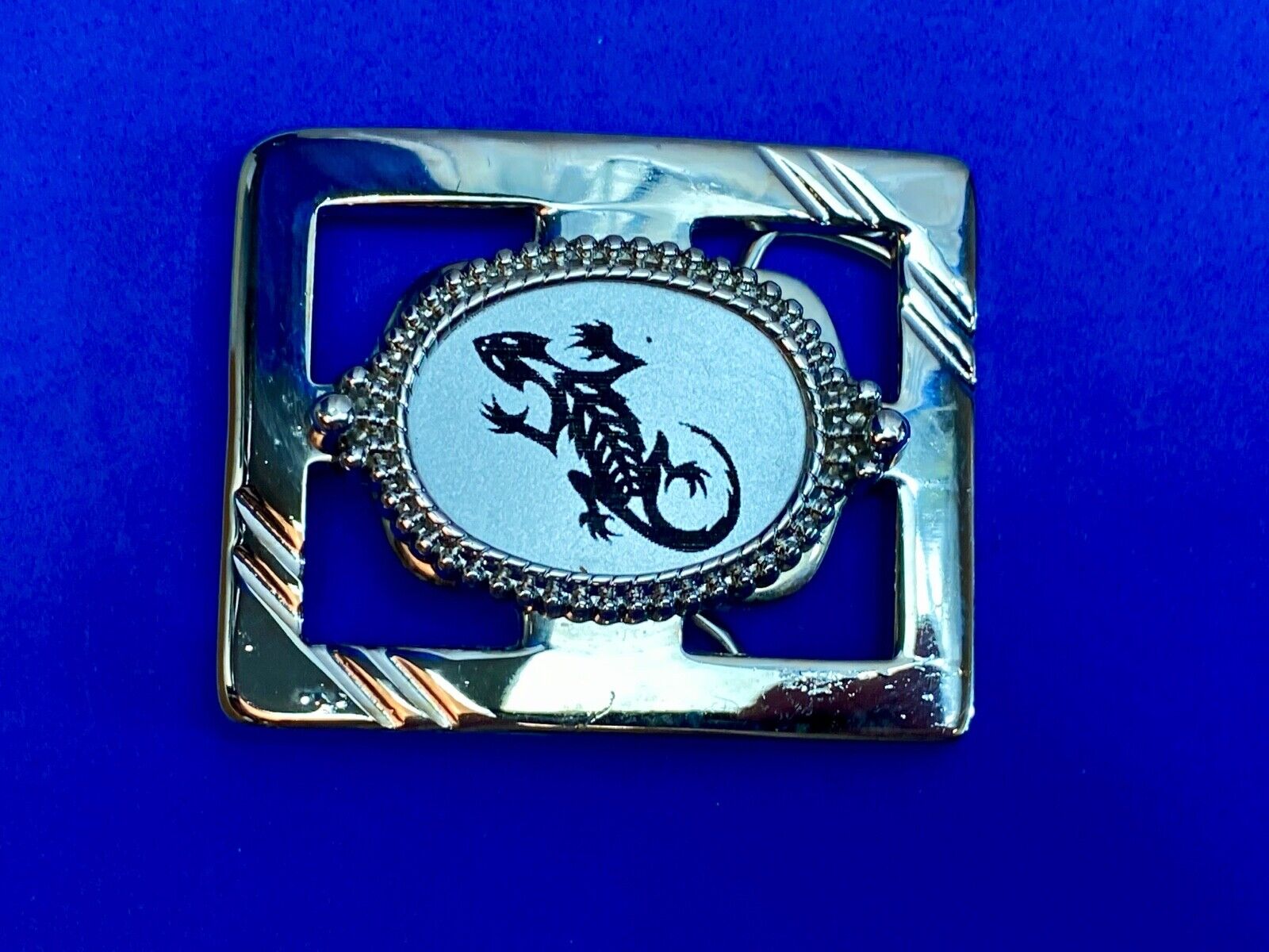 Alligator, Lizard, Reptile Crocodile?  As Centerpiece On See Through Belt Buckle