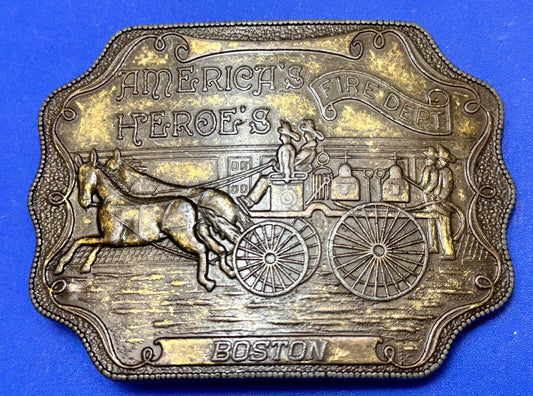 America's Heroes Firefighters Fire Department BOSTON MA Vintage belt buckle