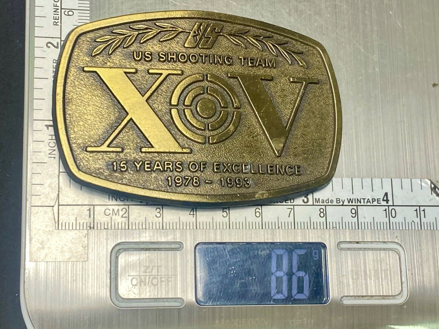 1978-1993 Vintage 15 Years of Excellence US Shooting Team Belt Buckle