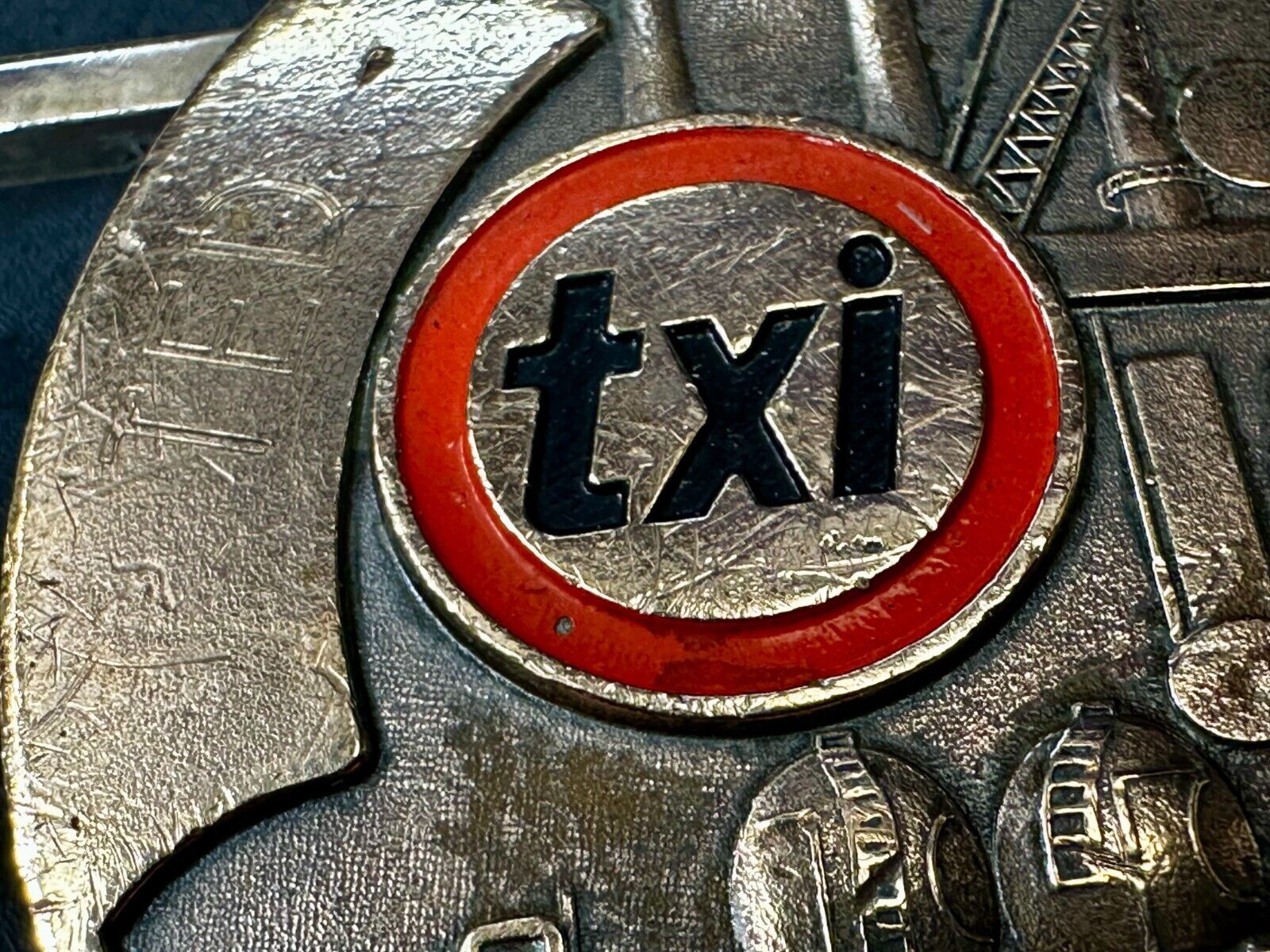 TXI Oil Rig Drilling Construction Company Vintage Belt Buckle by Jostens