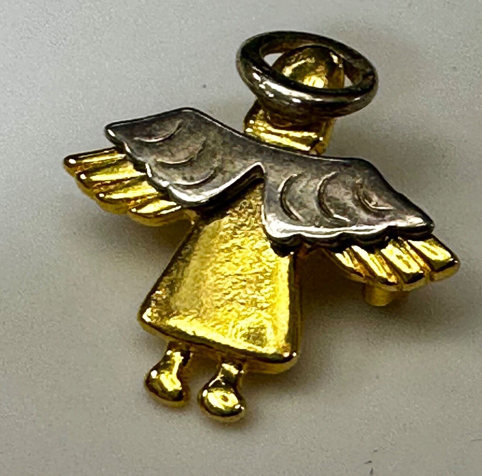 Vintage Guardian Angel Wings Silver & Gold Tone Brooch Pin IMO 95