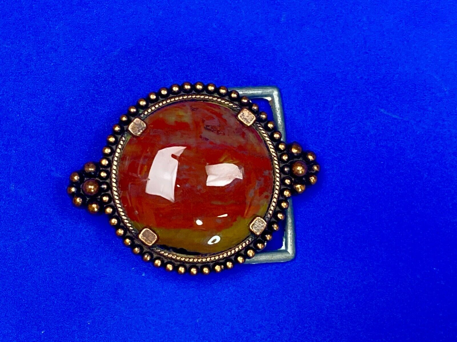 Unique Small Red Brown Jasper Beautiful Cabochon Stone Centerpiece Belt Buckle