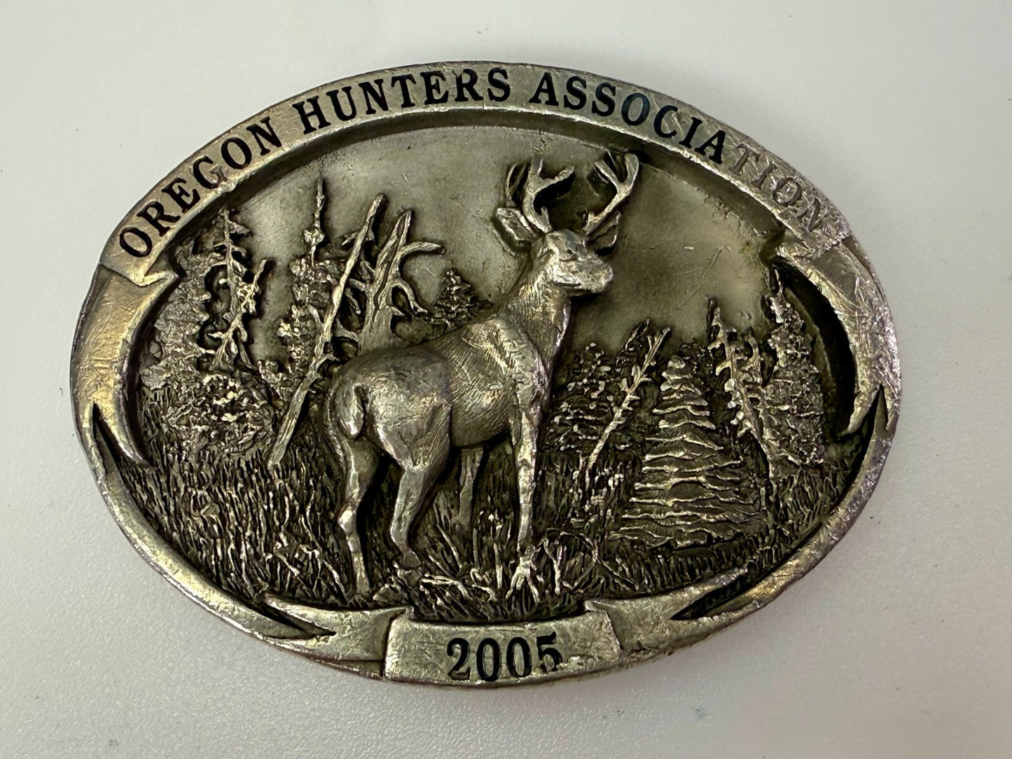 Annual Oregon Hunters Association Commemorative Pewter 2005 Siskiyou Belt Buckle