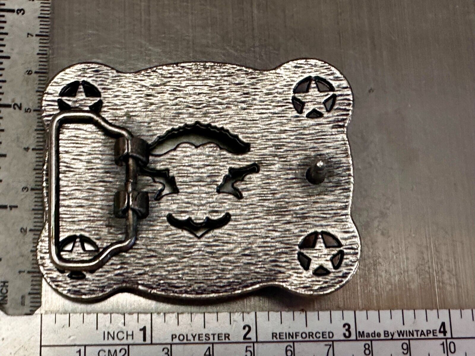 Texas Longhorn Steer / Corner Stars - Engravable Blank Award Scroll Belt Buckle