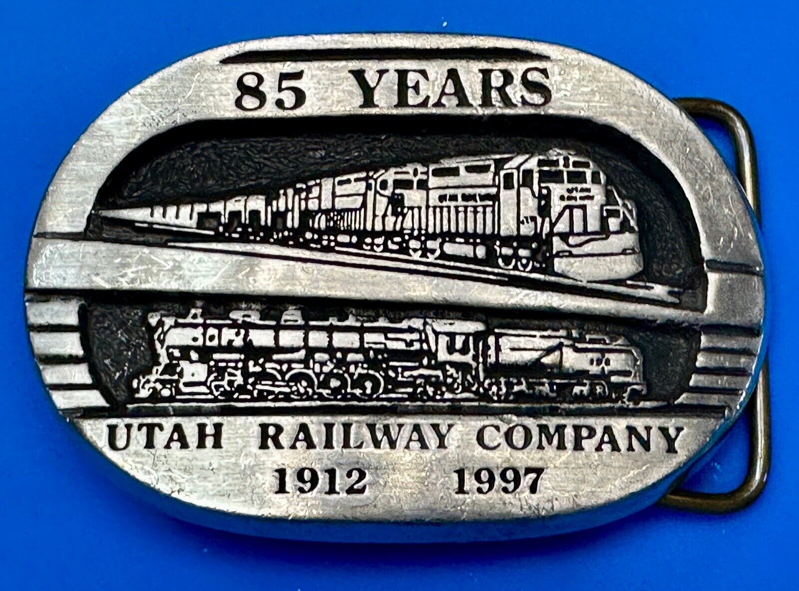 Utah Railway Co Vtg Train Railroad 85 Years - Gary Prazen Sculpture Belt Buckle