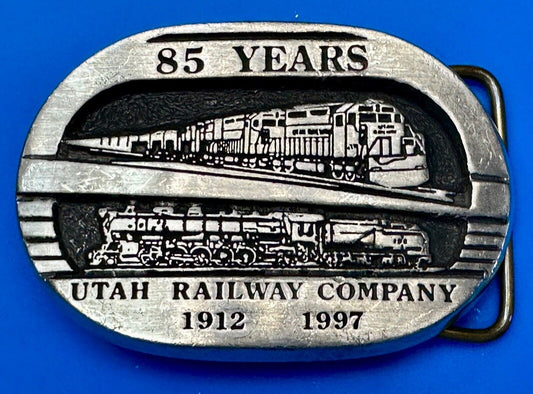 Utah Railway Co Vtg Train Railroad 85 Years - Gary Prazen Sculpture Belt Buckle