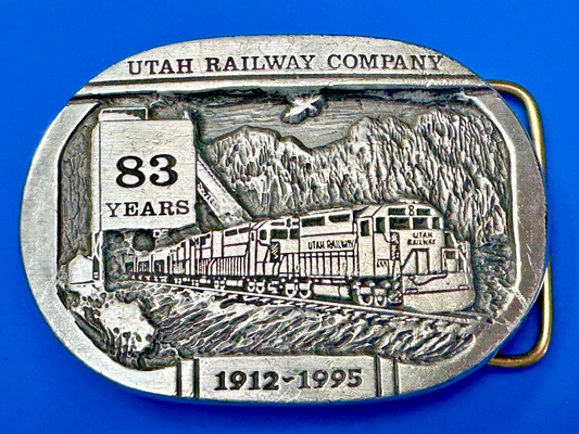 Utah Railway Co Vtg Train Railroad 83 Years - Gary Prazen Sculpture Belt Buckle