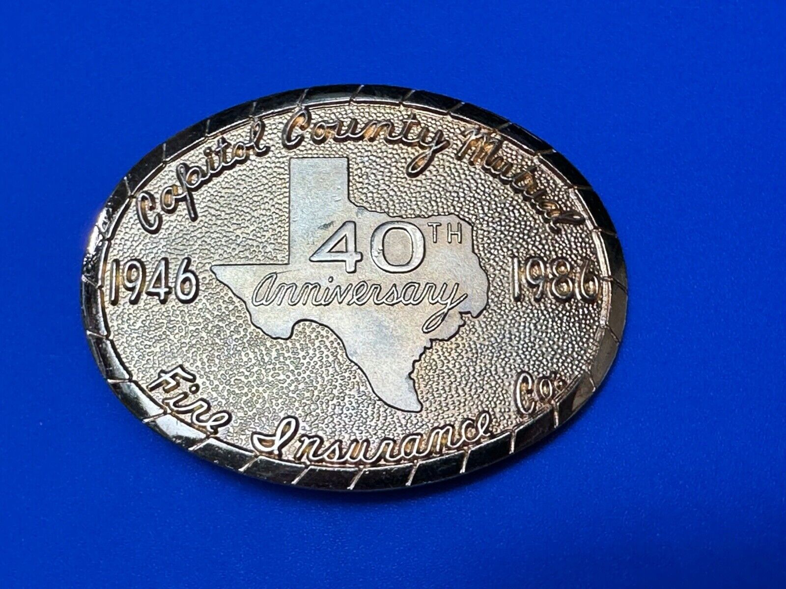 80's Texas  - capitol county mutual - Fire Insurance Company Balfour belt buckle
