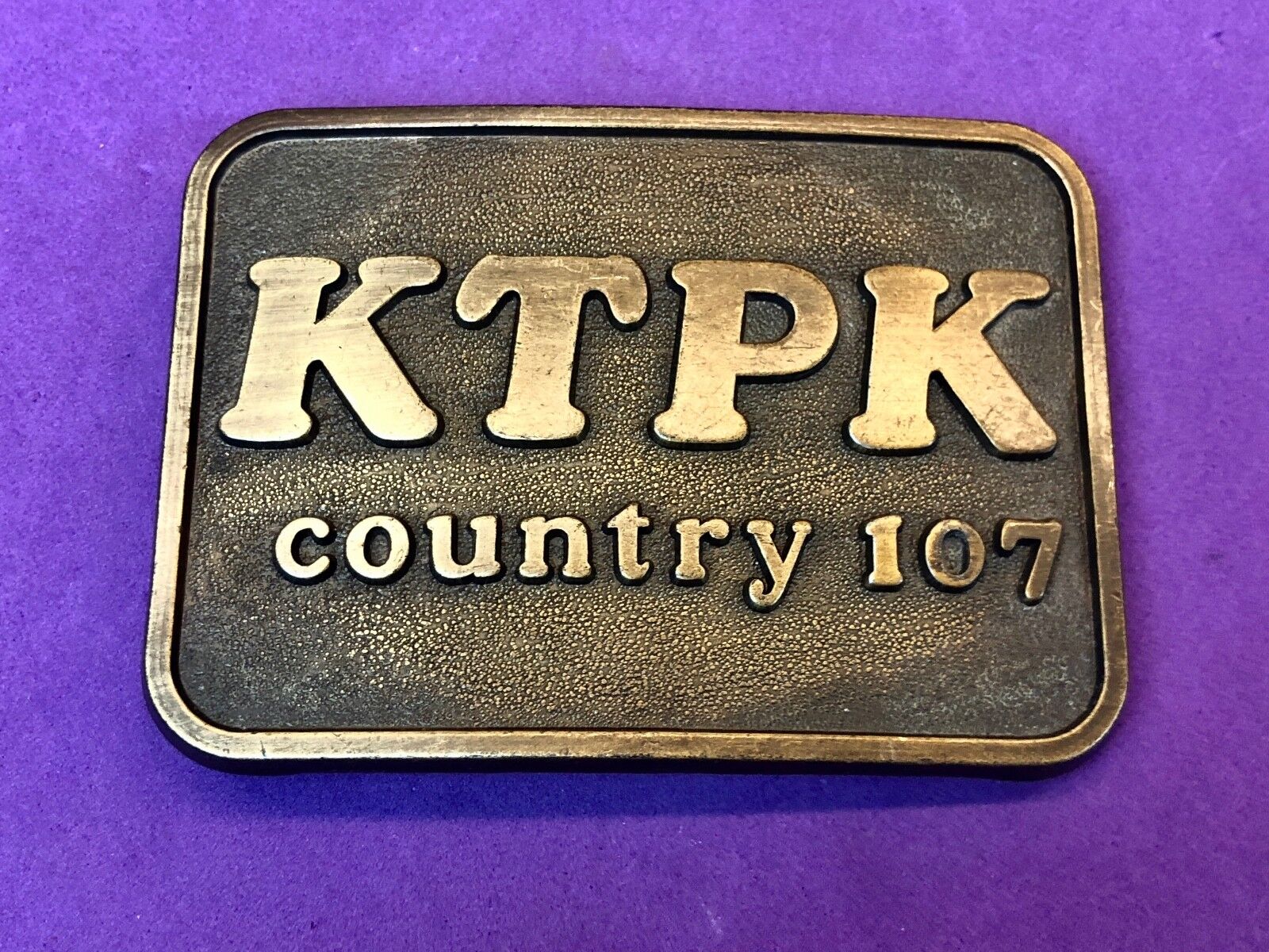 Vintage KTPK Country Music Radio Station Advertising Brass plated Belt Buckle 