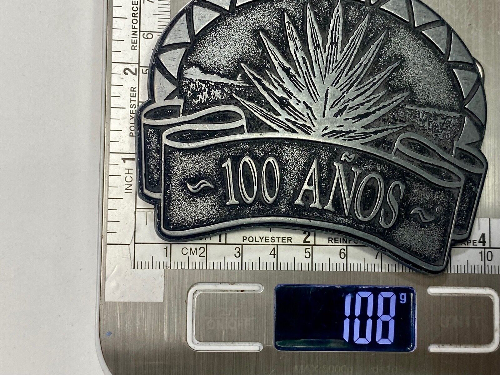 100 Anos  Mexican Tequila Liquor Brand Belt Buckle 100 Years Celebration 