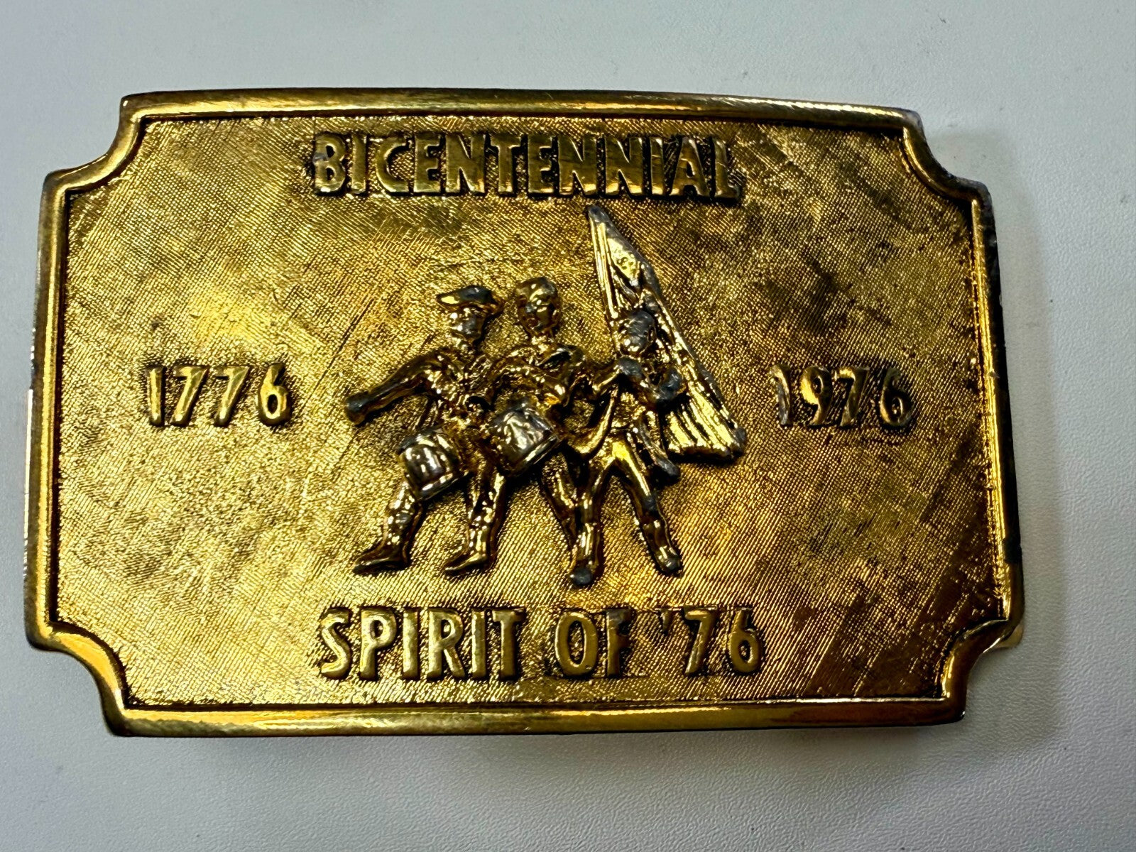 Bicentennial Spirit of America 1776-1976  Gold Color Commemorative Belt Buckle