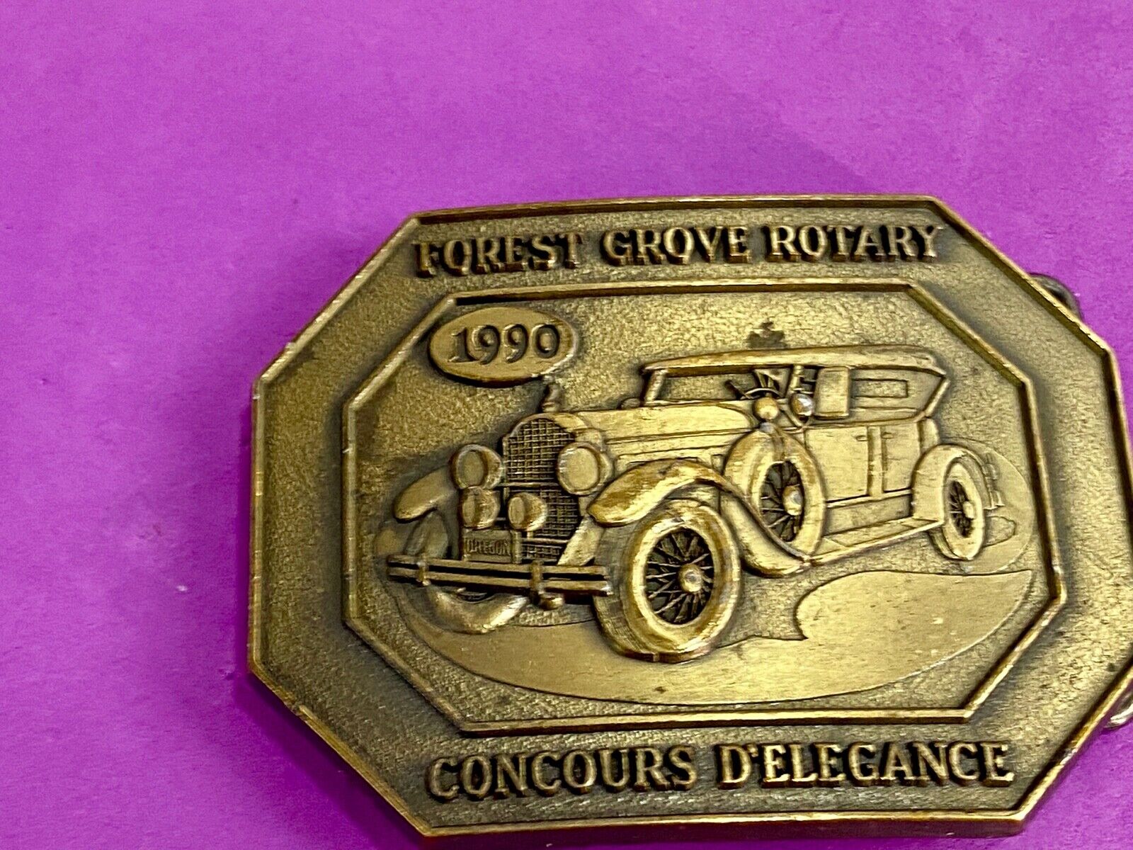 Vintage Forest Grove Rotary belt buckle Concours d'Elegance souvenir cars 