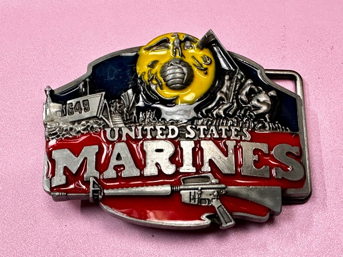 United States Marines Raised Colorful Patriotic Usa American Belt Buckle