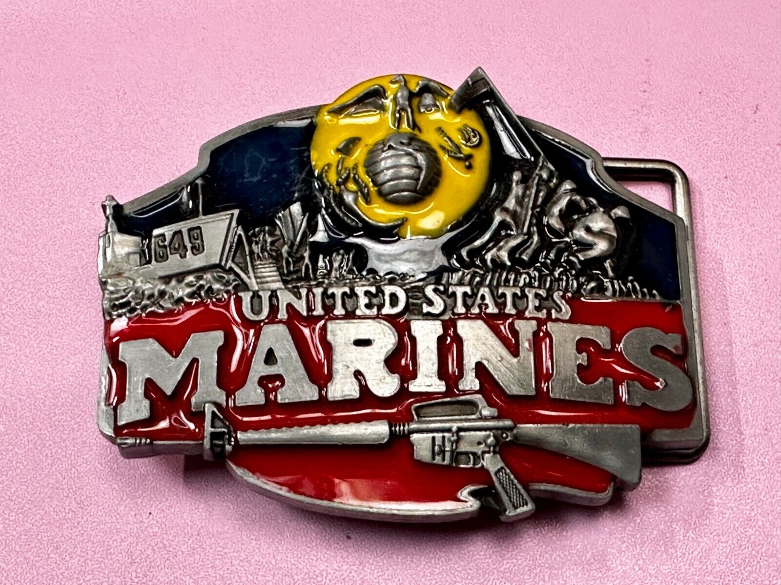 United States Marines Raised Colorful Patriotic Usa American Belt Buckle
