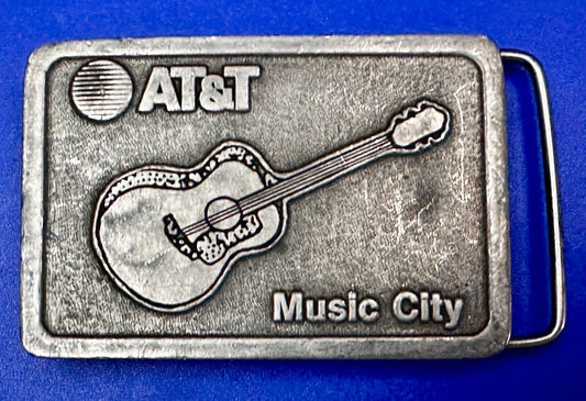AT&T Nashville Music City Communications Acoustic Guitar Pickers Belt Buckle