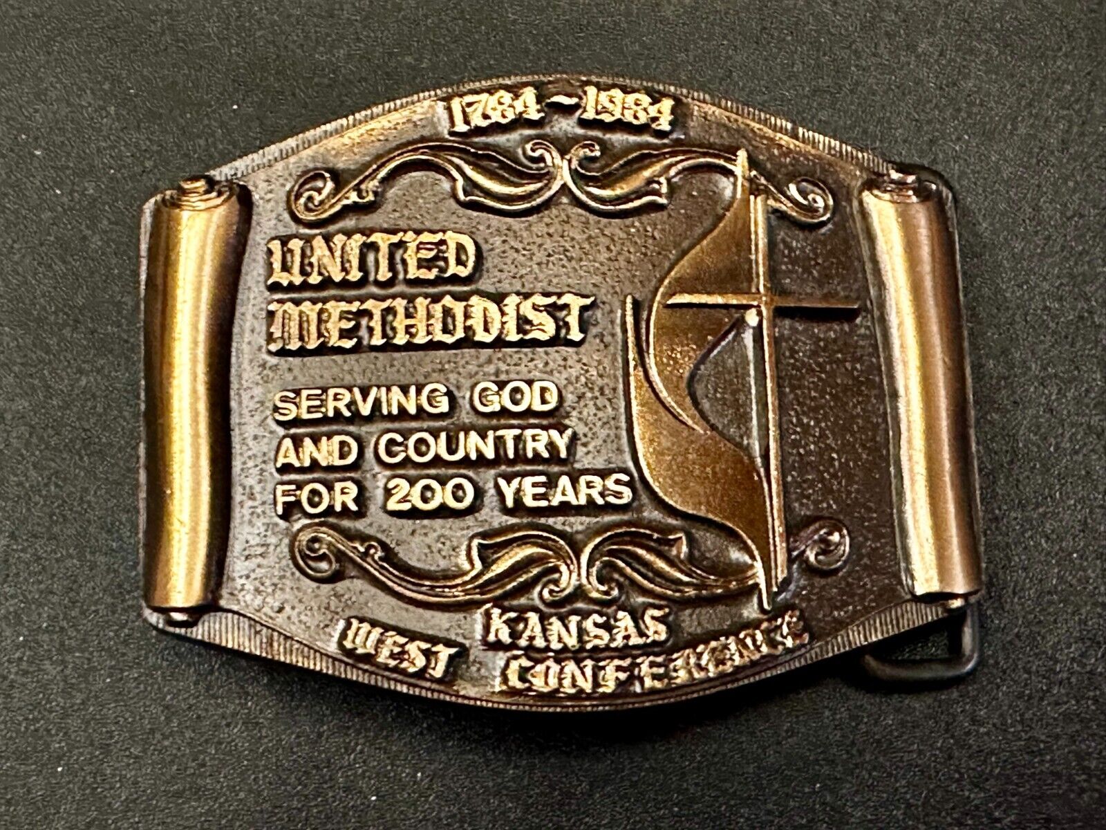 United Methodist Church Kansas West Conference 200Years Solid Bronze Belt Buckle