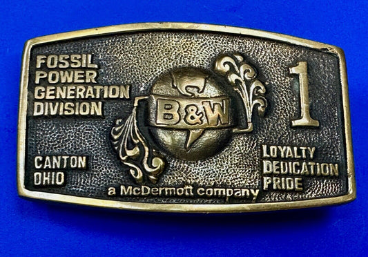 B&W  FOSSIL POWER GENERATION DIVISION BRASS BELT BUCKLE by S. J. Broers Company