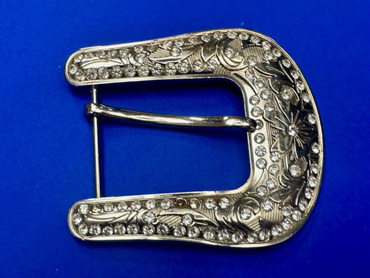 Vintage Black Diamond silver tone ranger style Belt Buckle  - Missing rhinestone