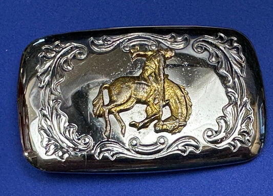Vintage END of the trail Horse Cowboy hat off Vintage two tone belt buckle