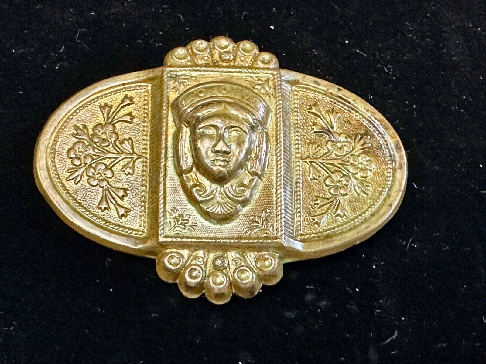 Antique Head Bust Belt Ornament - buckle slide clip - unknown to me! Victorian?
