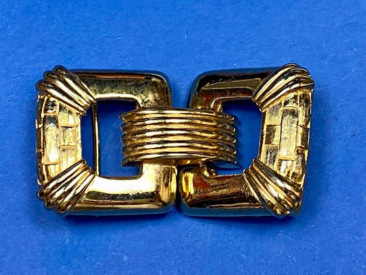 Vintage Gay Boyer Signed Piece Interlocking Rectangular Belt Buckle