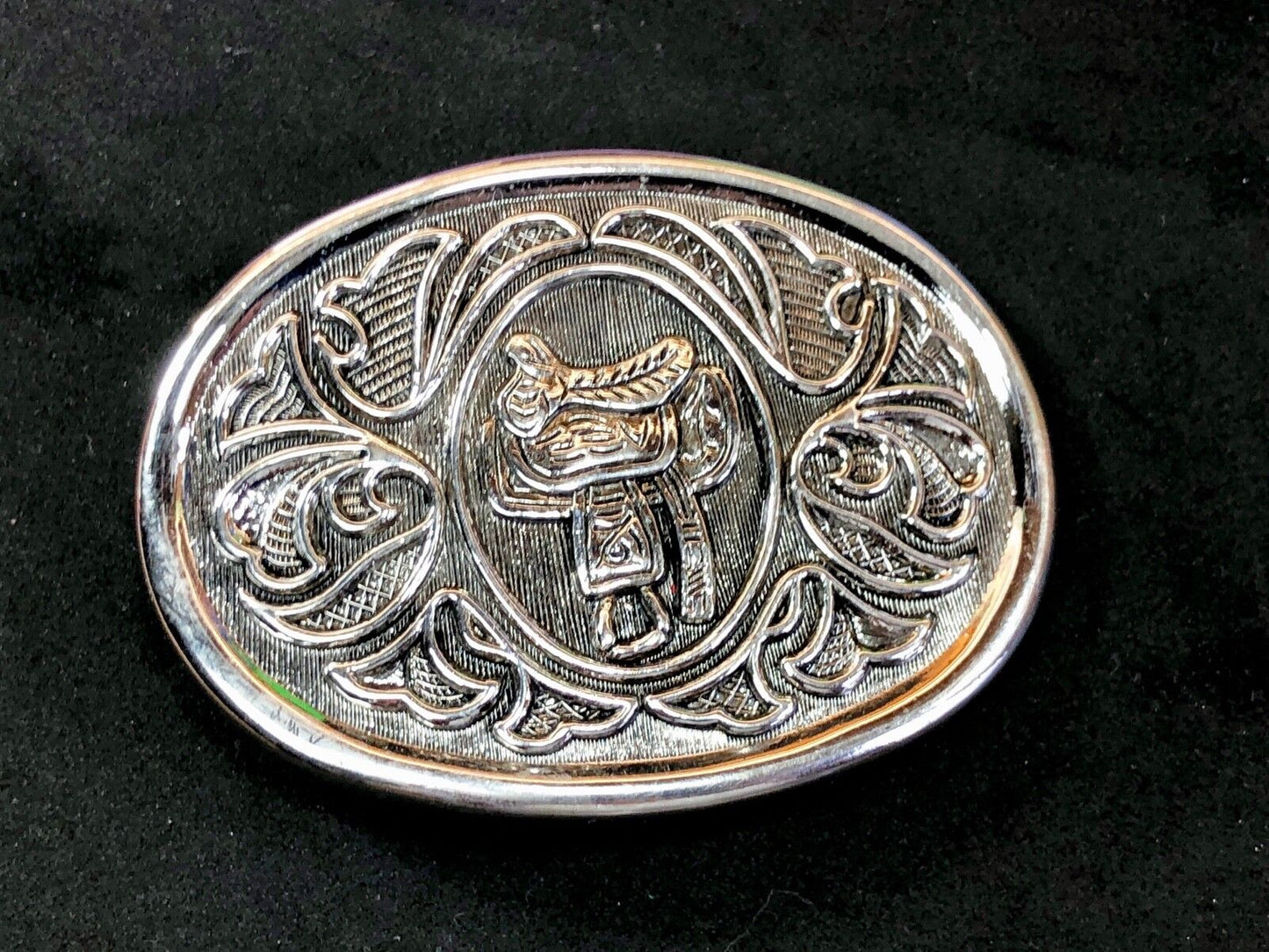Vintage Horse Cowboy Cowgirls Rising Saddle Belt Buckle Signed Avon  