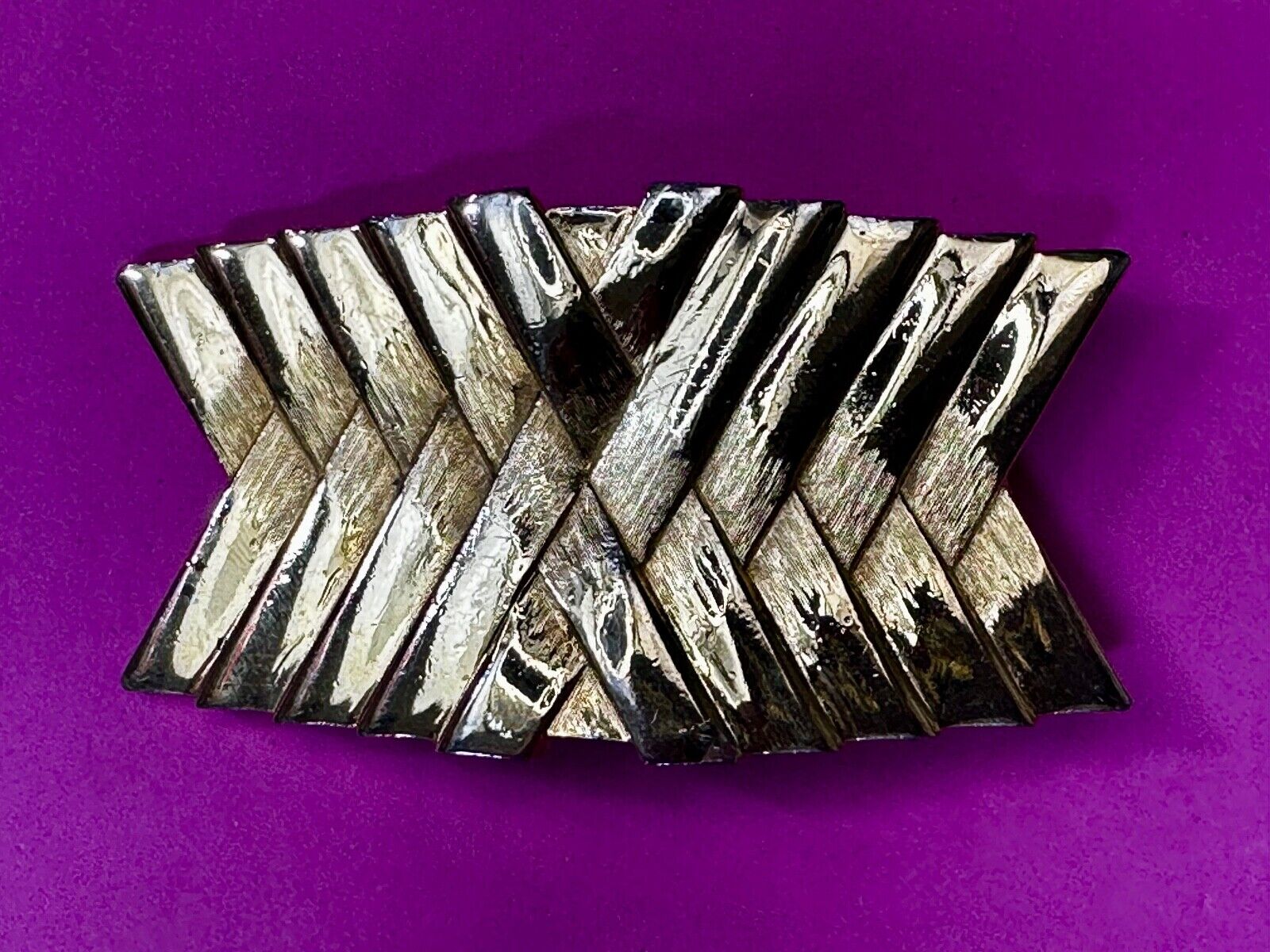 Abstract X Patten Design Hippy Boho Vibe Large Gold Tone Vintage Belt Buckle