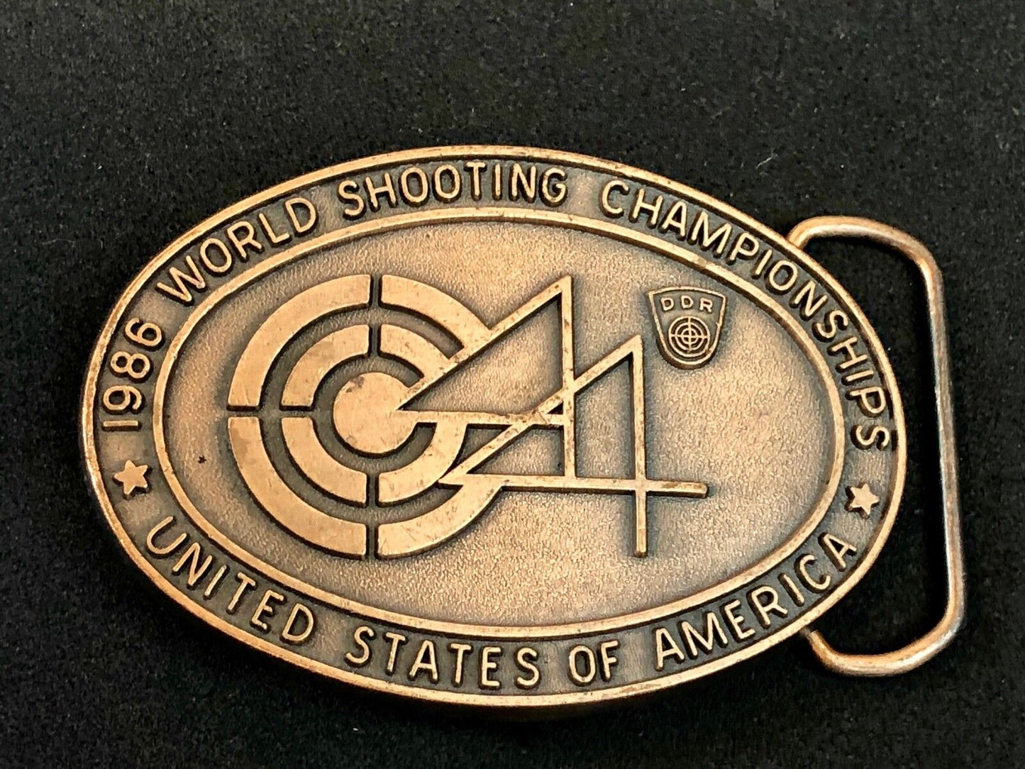  *Vintage ISSF 44TH "1986 World Shooting Championships  USA" Belt Buckle EUC DOR