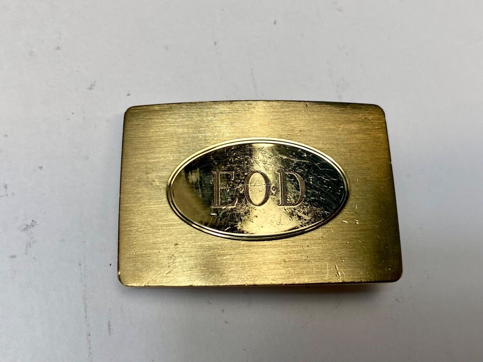 Vintage EOD Initials Make Monogram small formal dress belt buckle
