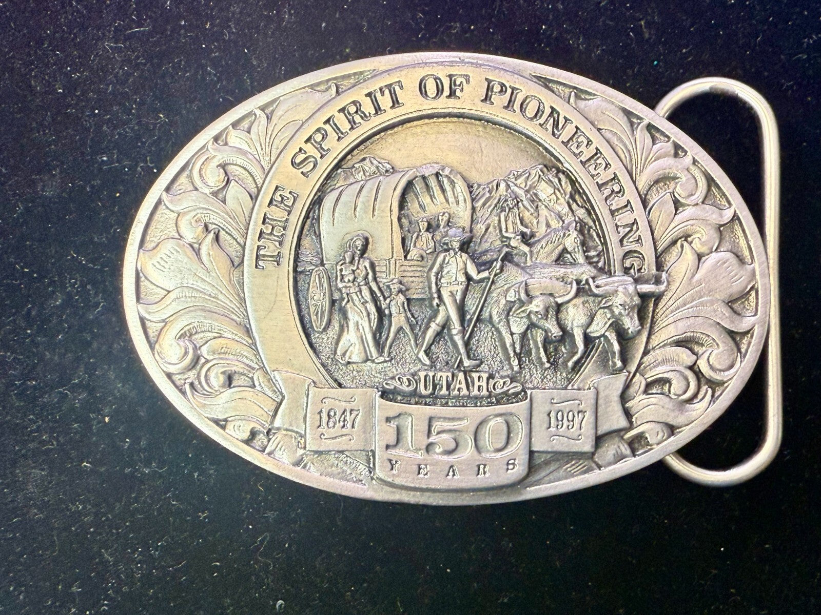 Utah State The Spirit of Pioneering 150 years Vintage Ring Masters Belt Buckle