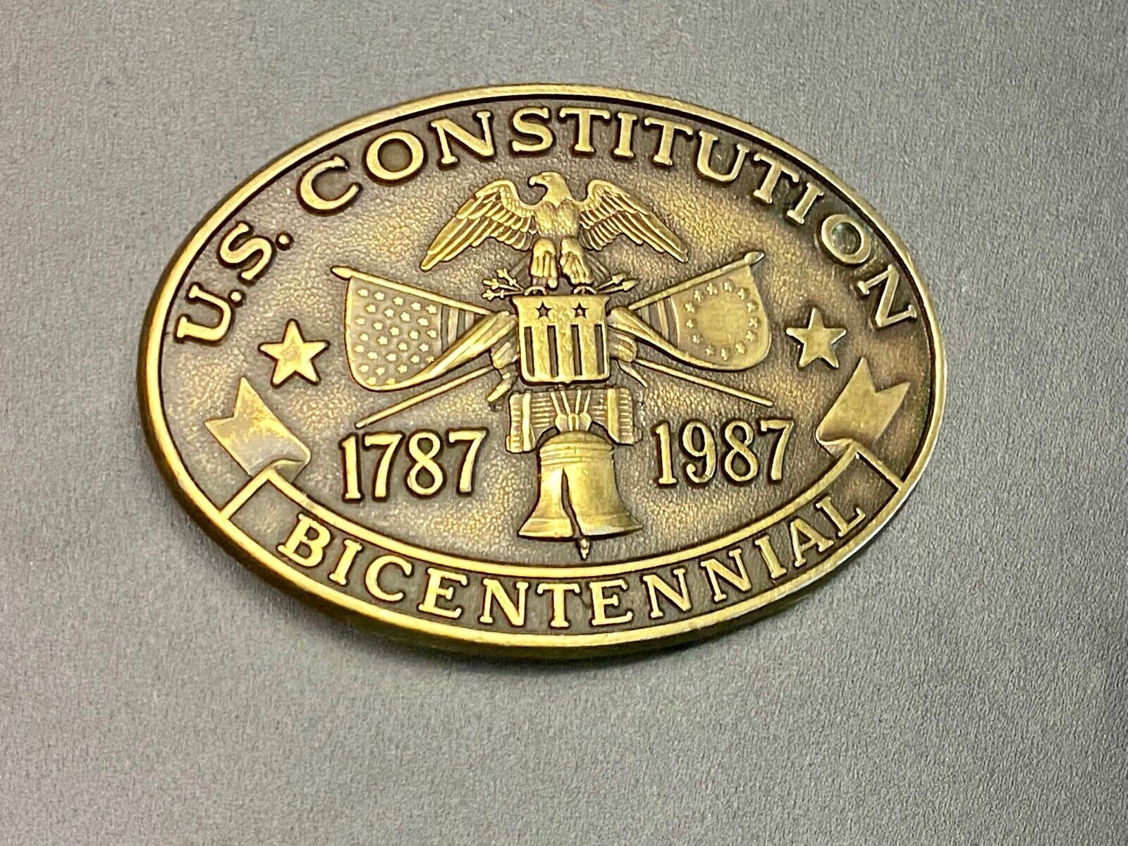 200Th Anniversary Us Constitution Commemorative Western Patriotic Belt Buckle 