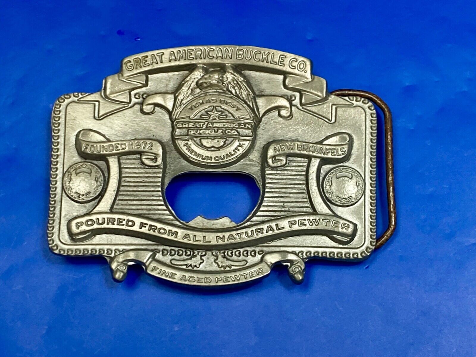 2004 Great American Products Poured From Pewter Belt Buckle & Bottle Opener