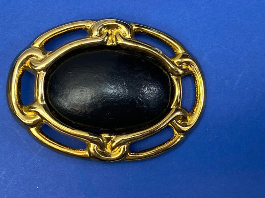 Vintage Day-Lor Gold Tone Black Raised Scarf Belt Purse Clip