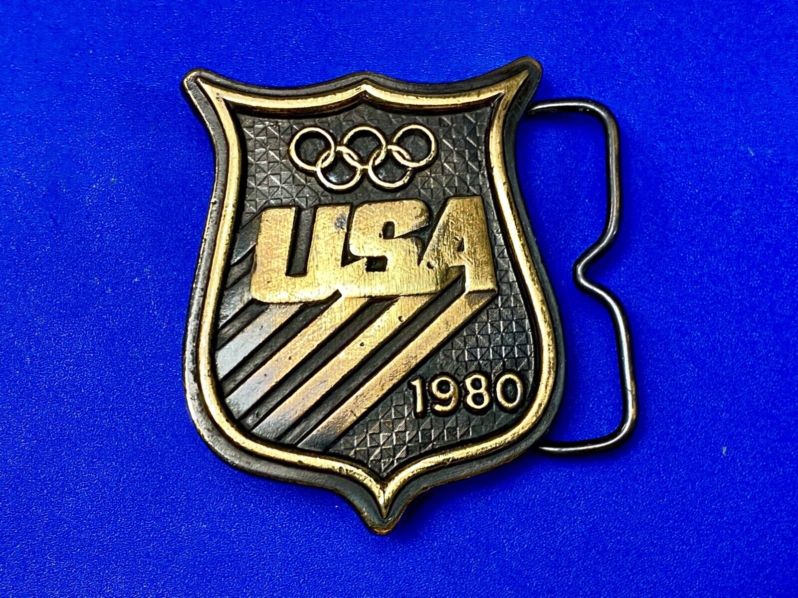 1980 Olympic Winter Games commemorative BELT BUCKLE by Bergamot Brass Works