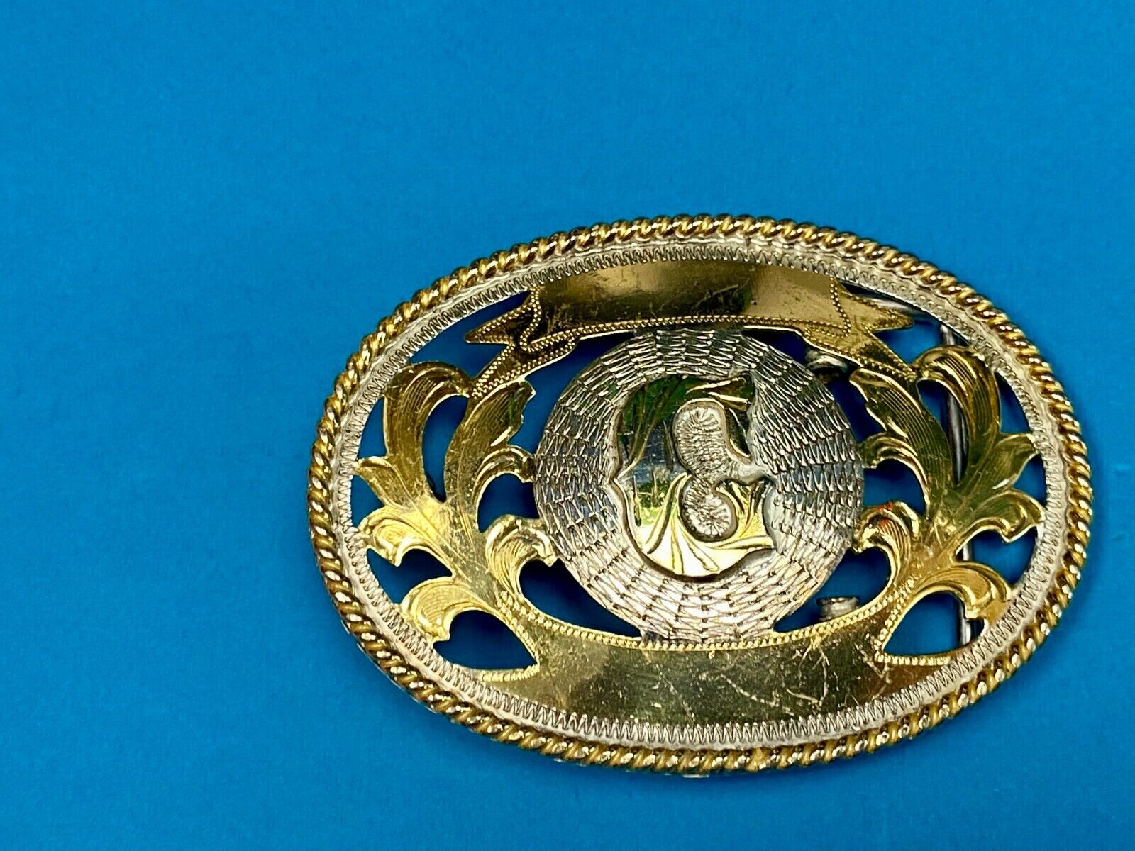 Unique Two Tone Letter Name Monogram G See Through Alpaca Belt Buckle