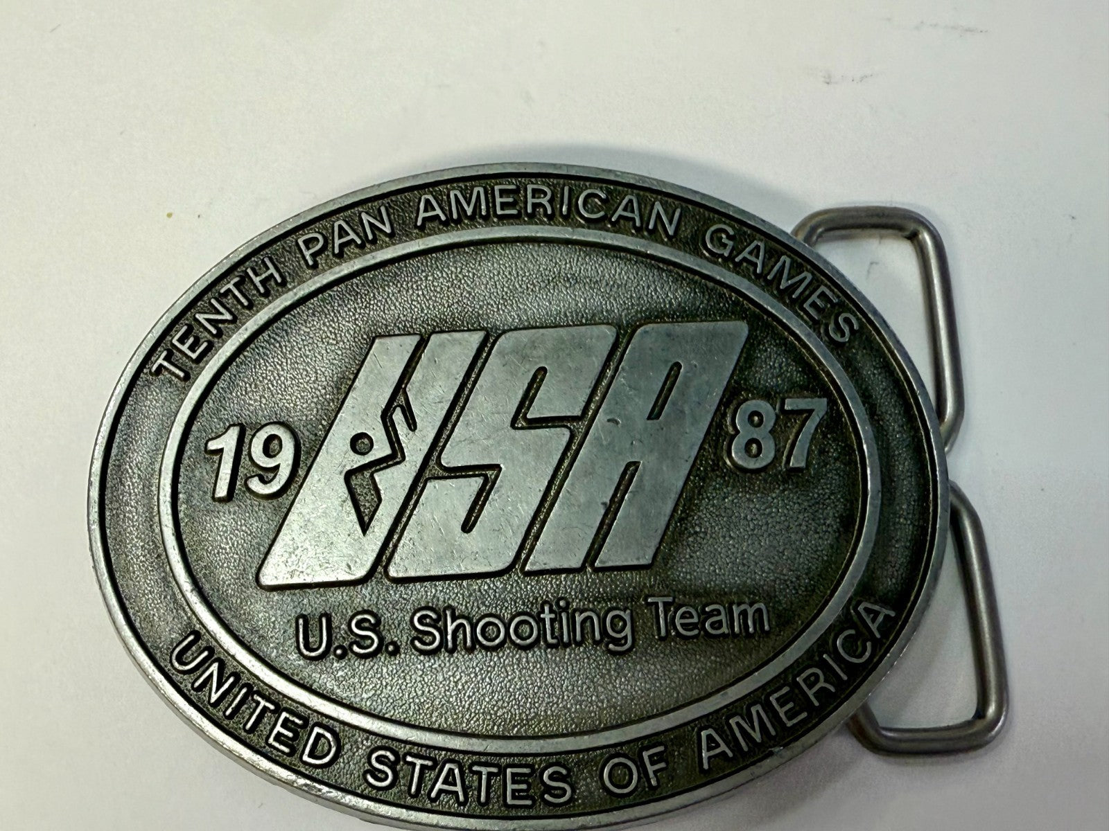 1987 USA U.S. Shooting Team Pan Am Games Commemorative NOS Belt Buckle