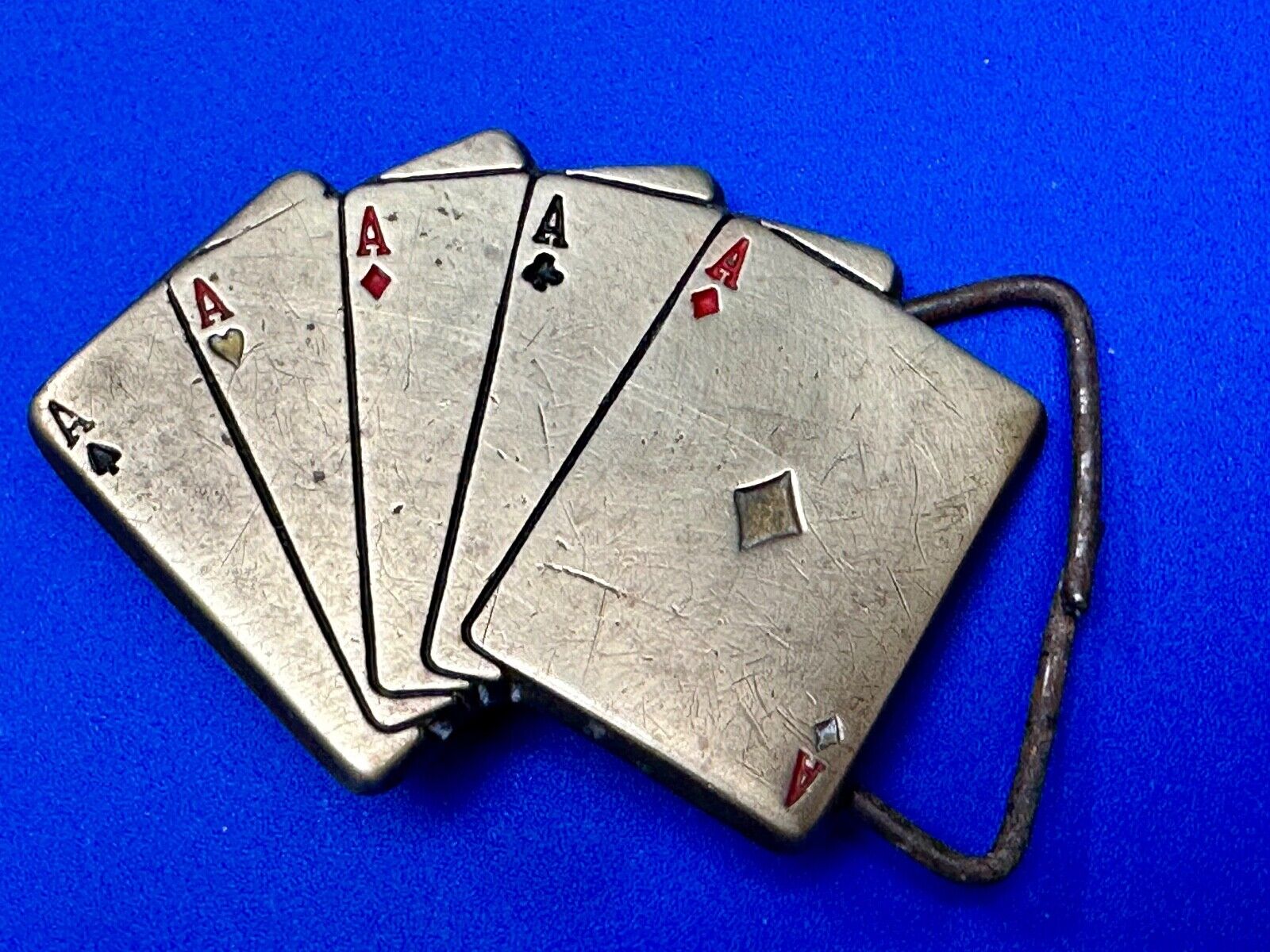 5 Aces Baron Buckles Solid Brass Casino Gambling Card Game Vintage Belt Buckle