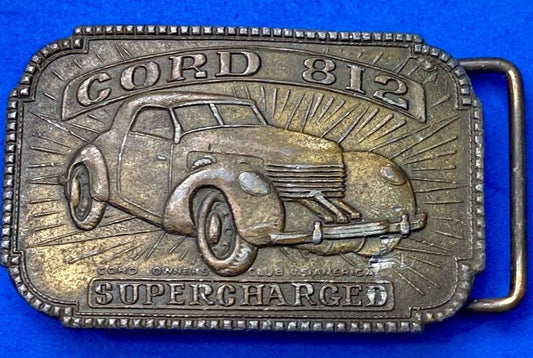 Vintage 1970'S Cord 812 Supercharged Automobile Car Auto Collectors Belt Buckle