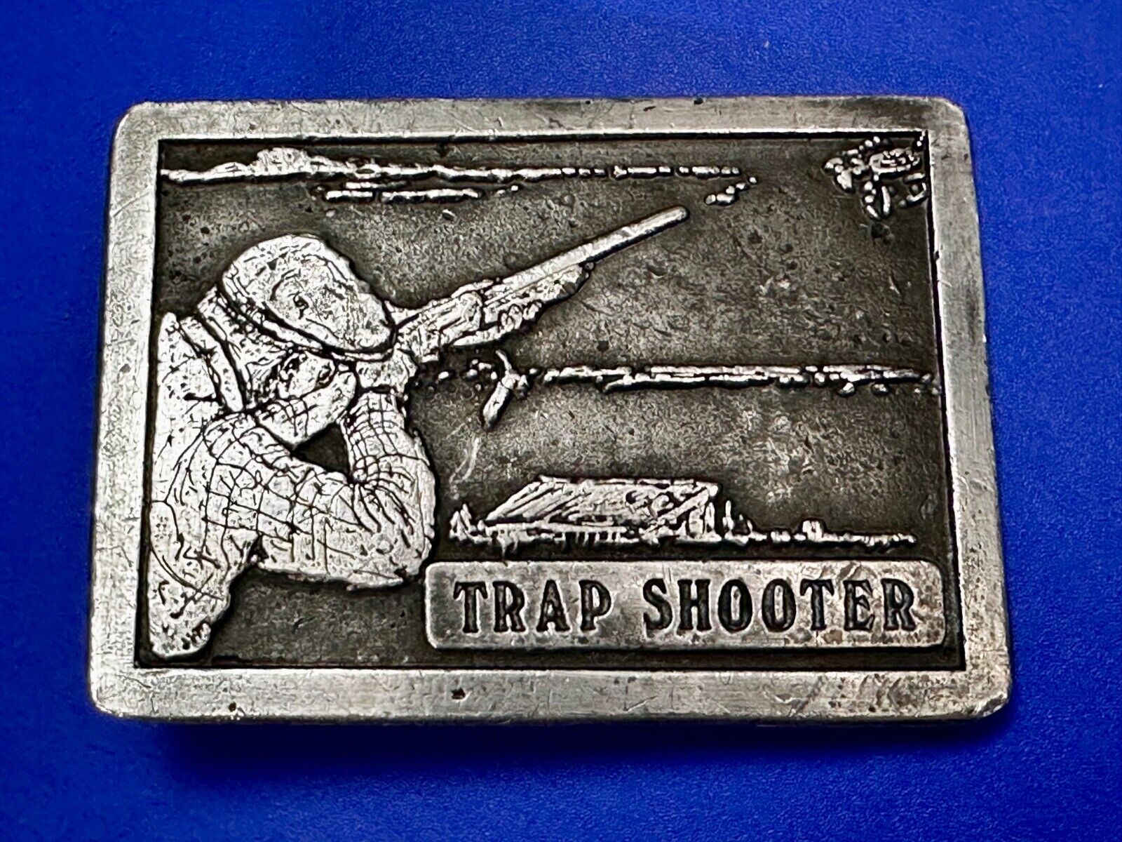 Trap Shooter Shooting Positions Gun Rifle Sports Vintage 1976 Belt Buckle by NS